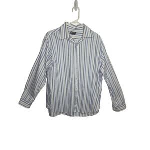 Michael Kors men's XL button down dress shirt white blue on blue stripe long slv